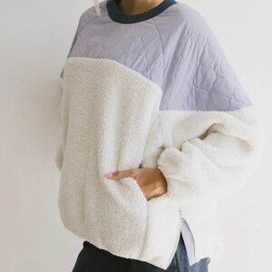 Böhme Oversized Ivory & Purple Pullover Comfy Kylan Crewneck Sweatshirt [size M]